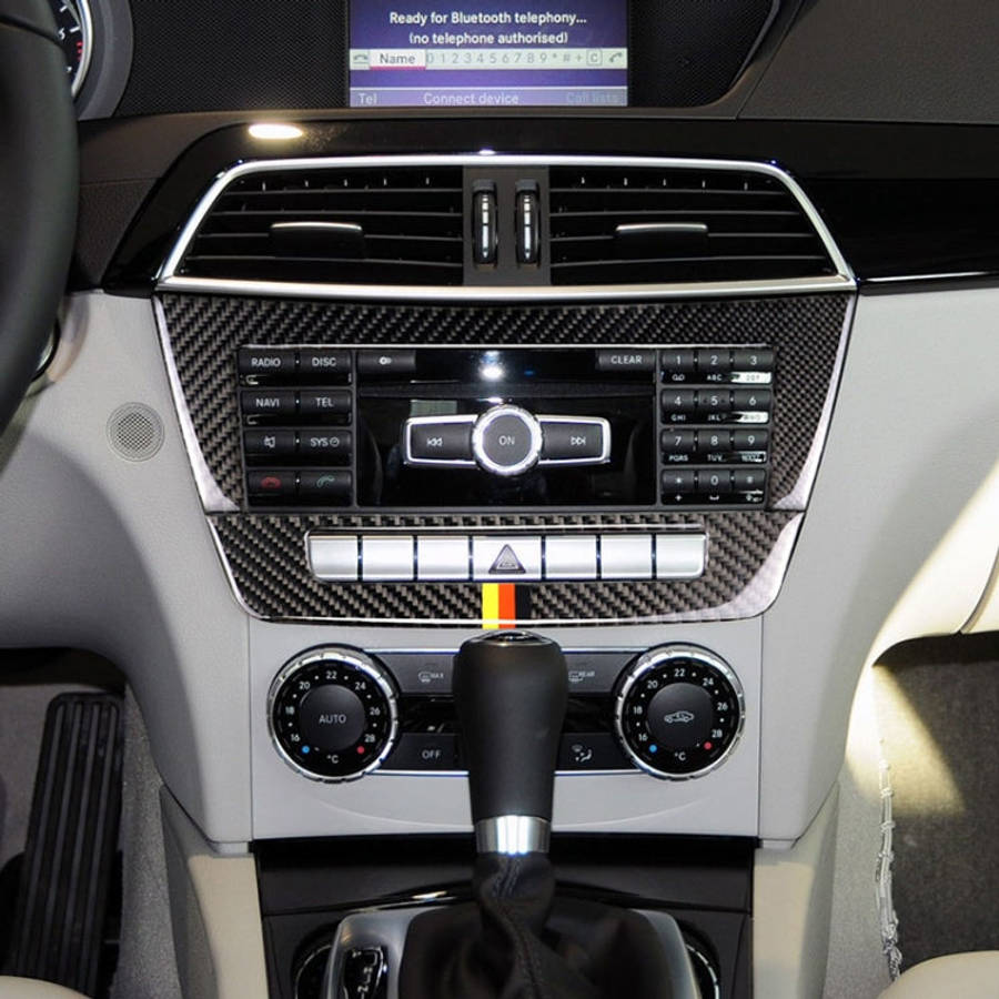 Car German Flag Carbon Fiber Central Control CD Panel Decorative Sticker for Mercedes-Benz W204 2...