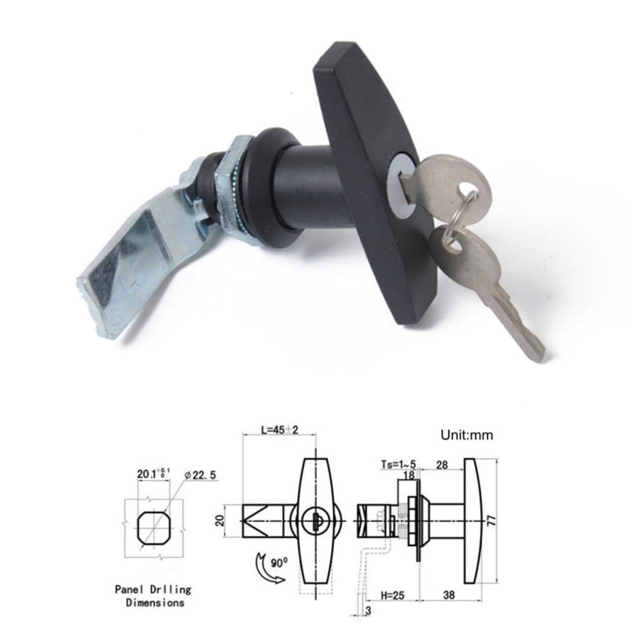 2 PCS Black T Shape Handle Paddle Entry Door Latch & Keys Tool Box Lock for Trailer / Yacht / Tru...