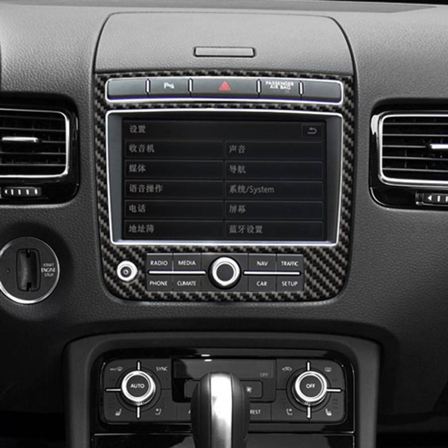 Car Carbon Fiber Navigation Panel Decorative Sticker for Volkswagen Touareg, Navigation Panel