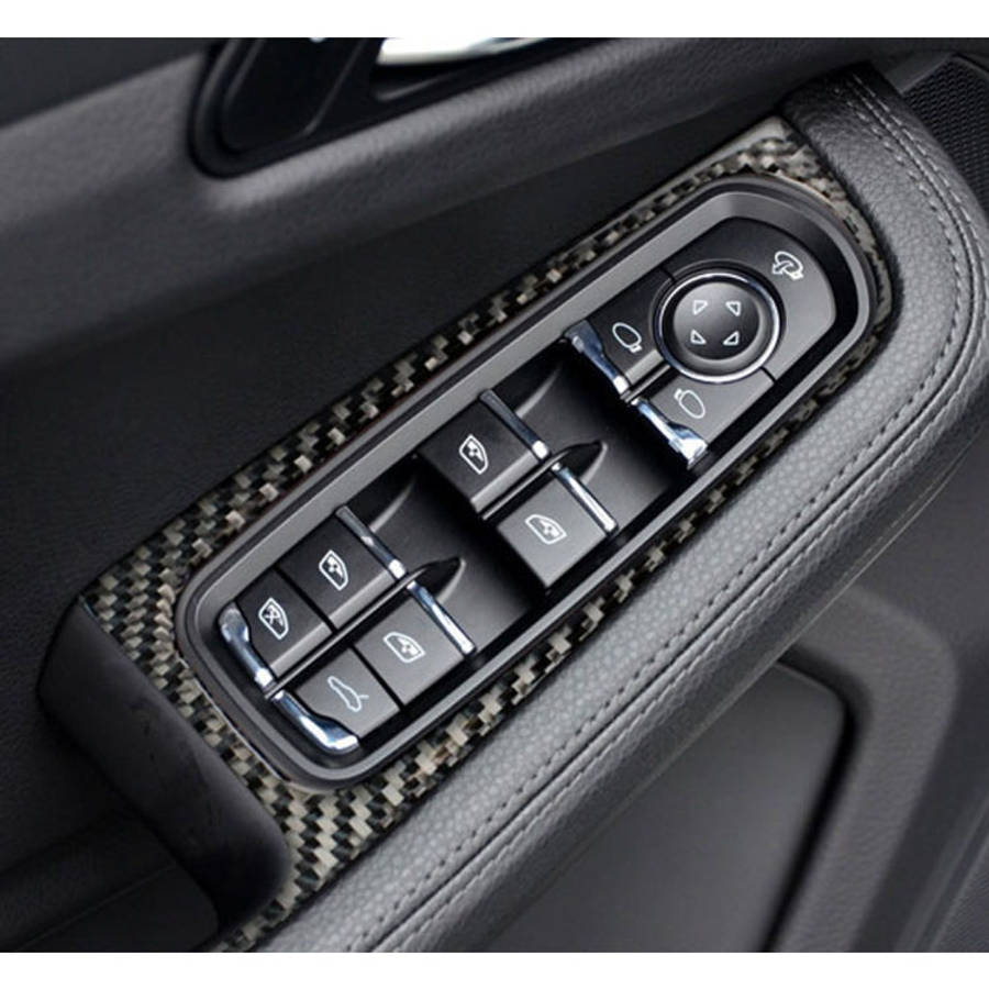 4 PCS Carbon Fiber Car Window Button Panel Decorative Sticker for Porsche Macan, Window Button Panel