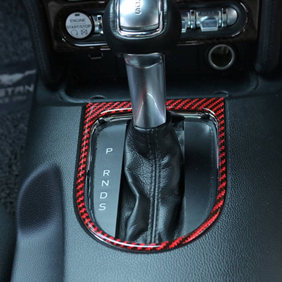 2 in 1 Car Carbon Fiber Gear Frame Decorative Sticker for Ford Mustang 2015-2020, Gear Frame