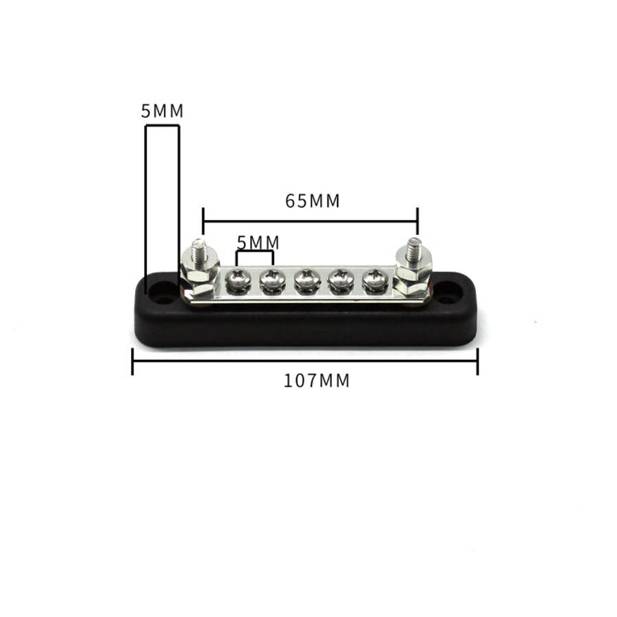 5 Way Power Distribution Bus Bar 5-bit Single Distribution Box for Car / RV / Boat, 5-bit