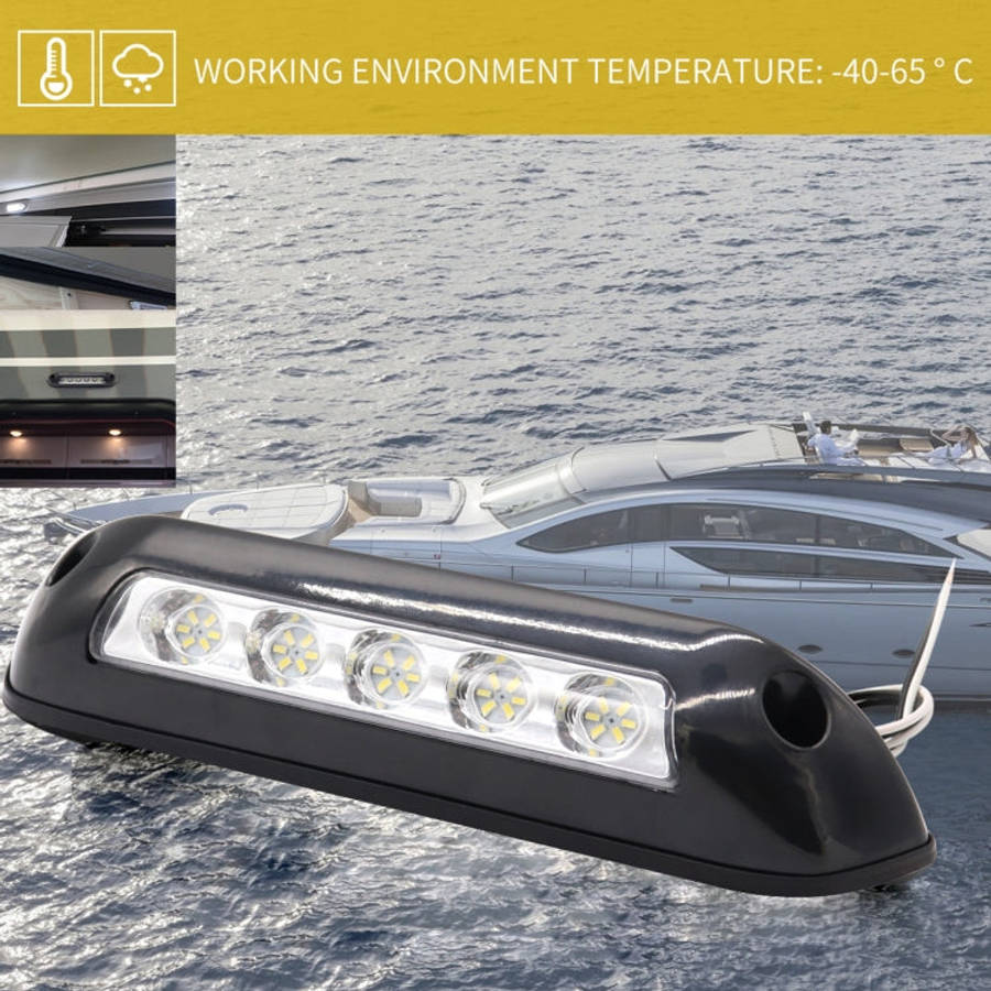 DC 12V 2.6W 6000K IP67 Marine RV Waterproof LED Stair Deck Dome Light Ceiling  Lamp, Black Shell ...