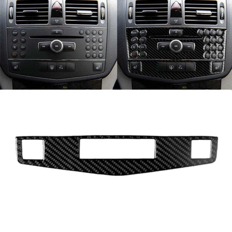 Car Carbon Fiber Center Console Panel Decorative Sticker for Mercedes-Benz W204 C Class 2007-2010...