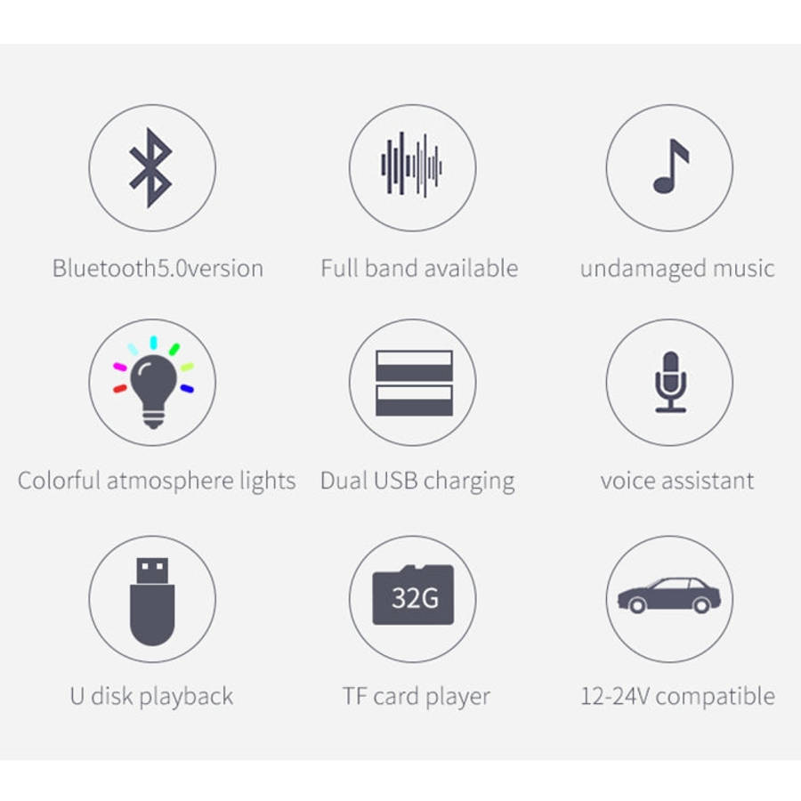 BC42 Bluetooth 5.0 Multi-function Car Colorful Atmosphere Lamp MP3 Player, Support TF Card & U Di...
