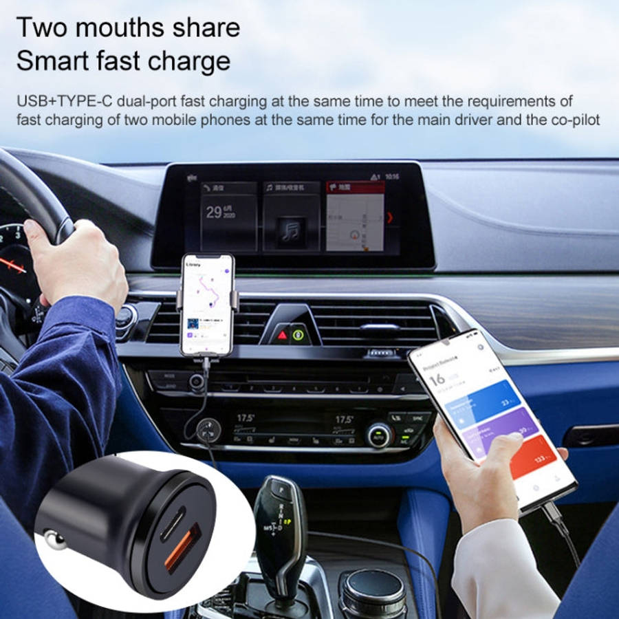 PD 20W USB-C / Type-C + QC 3.0 USB Interface Fast Charging Car Charger