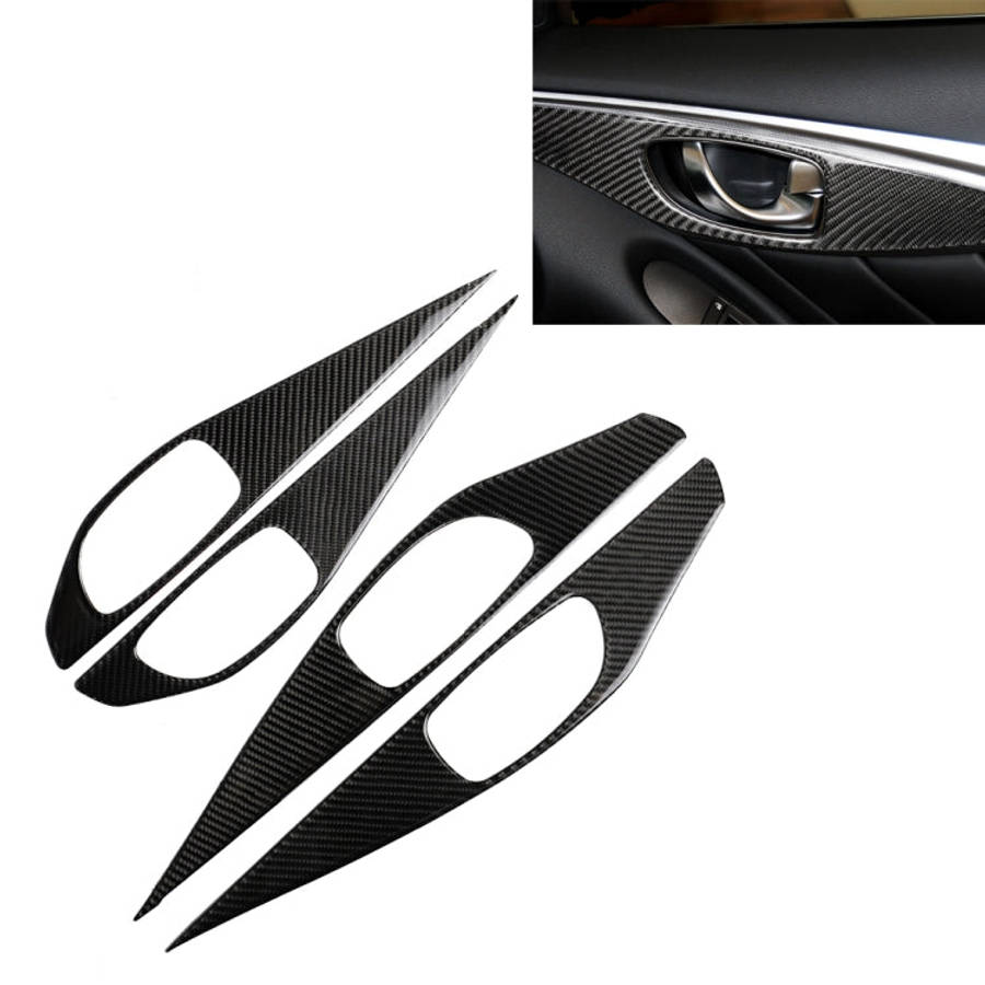 4 PCS Car Carbon Fiber Door Inner Handle Panel Decorative Sticker for Infiniti Q50 2014-2020, Doo...