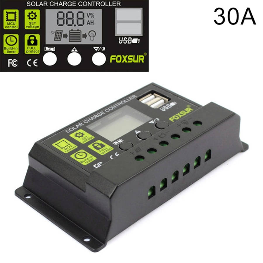 FOXSUR 30A Solar Charge Controller 12V / 24V Automatic Identification Controller, 30A