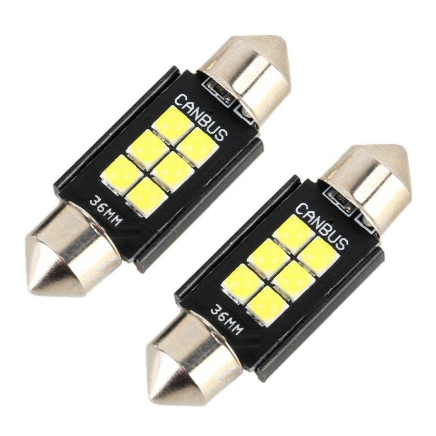 2 PCS 36mm DC12V / 2.5W / 6000K / 170LM 6LEDs SMD-3030 Car Reading Lamp Dome Light, 36mm