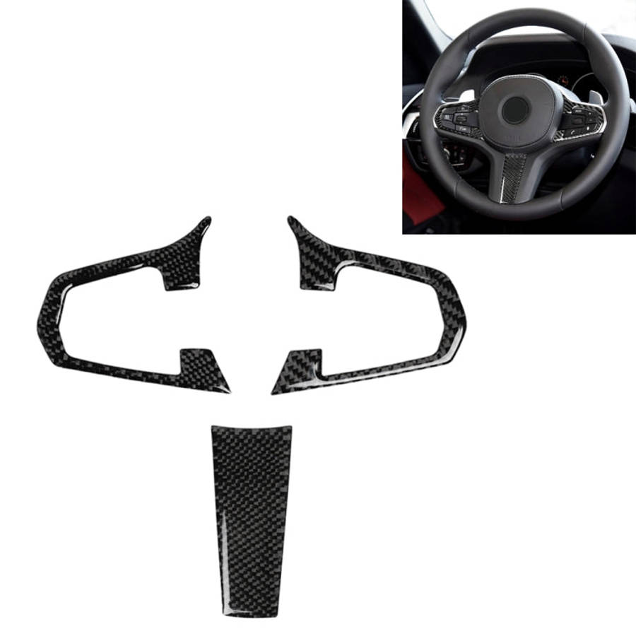 3 in 1 Car Carbon Fiber Solid Color Steering Wheel Button Decorative Sticker for BMW 5 Series G30...