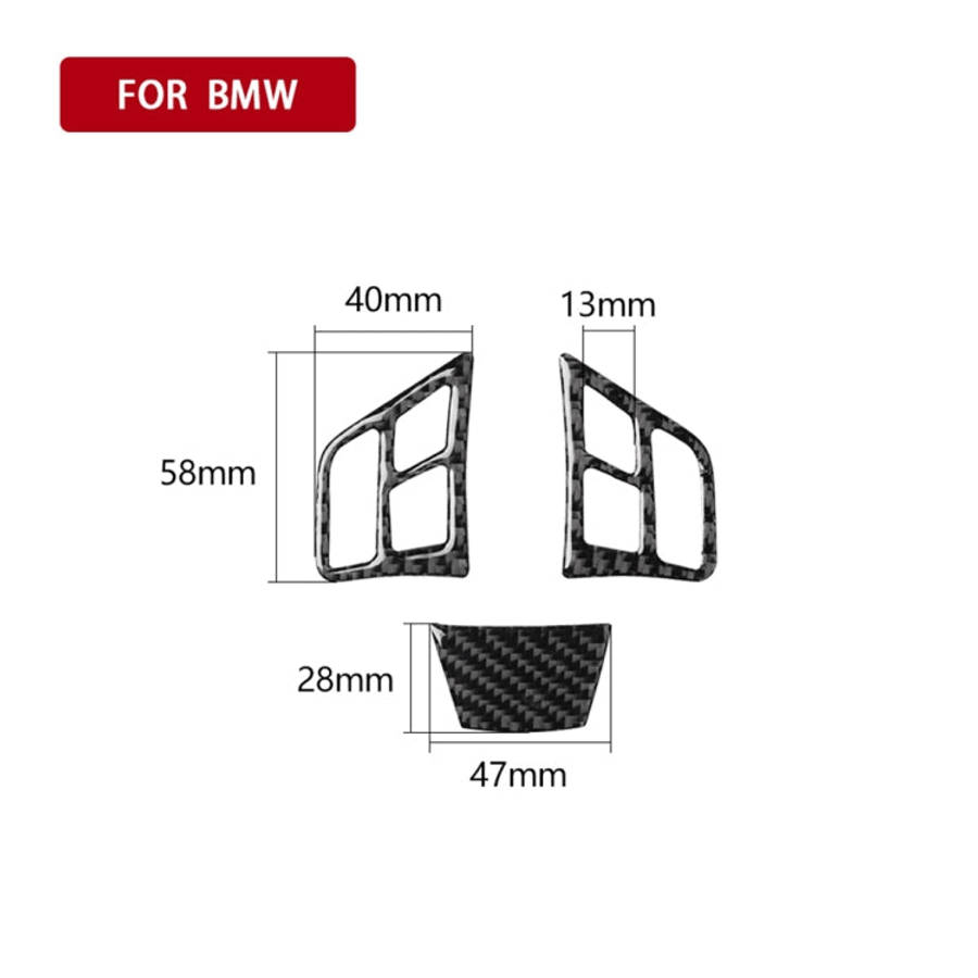 3 in 1 Car Carbon Fiber Solid Color Steering Wheel Button Decorative Sticker for BMW 3 Series E90...