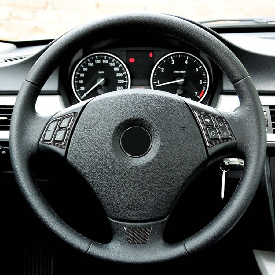 3 in 1 Car Carbon Fiber Solid Color Steering Wheel Button Decorative Sticker for BMW 3 Series E90...