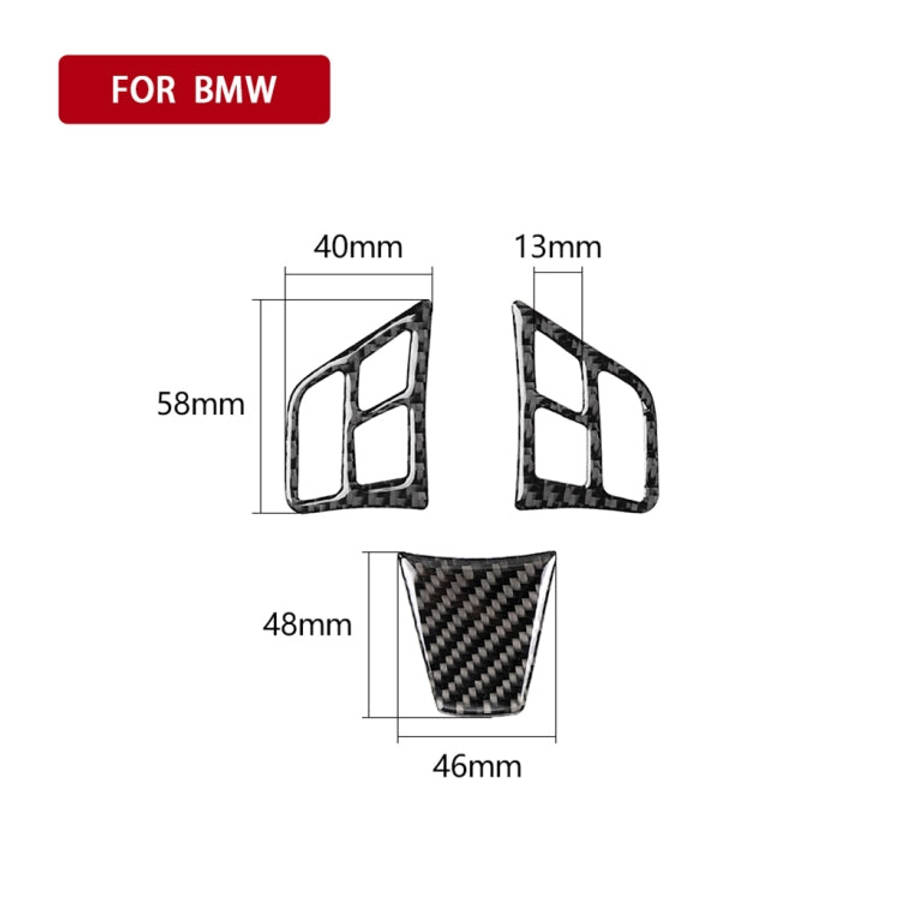 3 in 1 Car Carbon Fiber Solid Color Steering Wheel Button Decorative Sticker for BMW 3 Series E90...
