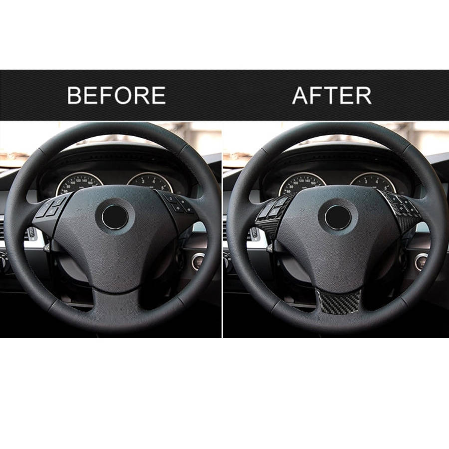 5 in 1 Car Carbon Fiber Solid Color Steering Wheel Button Decorative Sticker for BMW 5 Series E60...