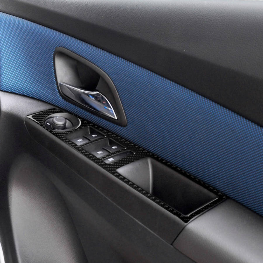 Car Carbon Fiber Window Lift Switch Panel Decorative Sticker for Chevrolet Cruze 2009-2015, Right...