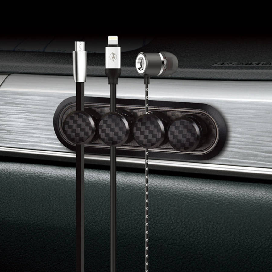 Car Carbon Fiber Magnetic Clamp Cable Storage Box Creative Desktop Hub Organizer, Desktop Hub Org...