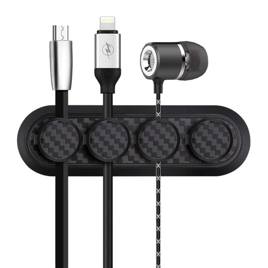 Car Carbon Fiber Magnetic Clamp Cable Storage Box Creative Desktop Hub Organizer, Desktop Hub Org...