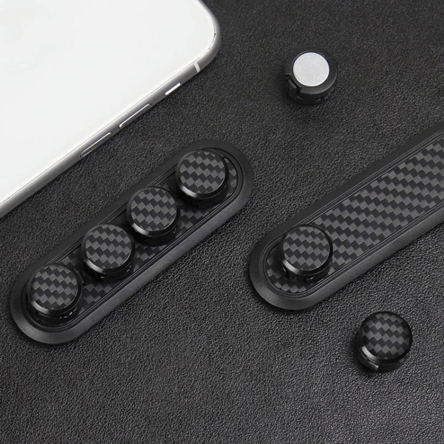 Car Carbon Fiber Magnetic Clamp Cable Storage Box Creative Desktop Hub Organizer, Desktop Hub Org...