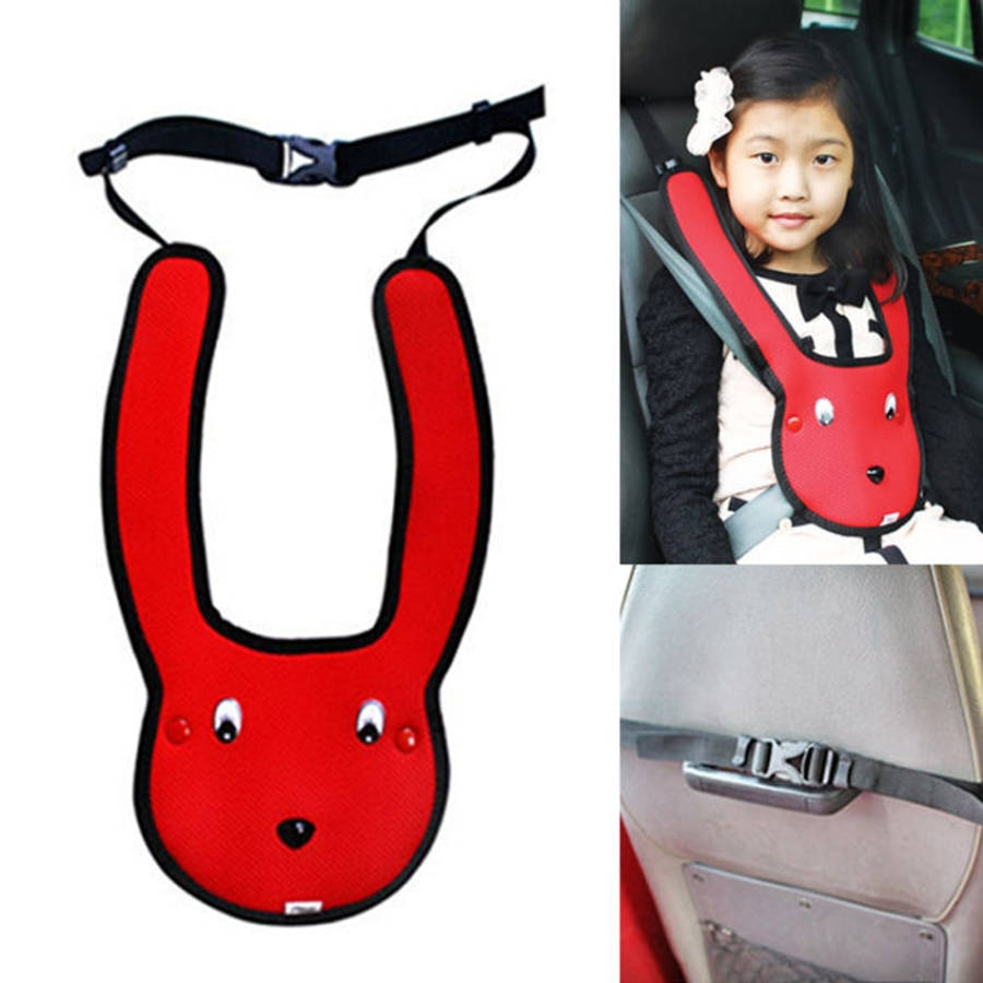 Car Child Rabbit Double Shoulder Seat Belt Adjuster, Blue, Red