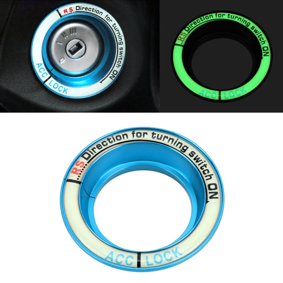 For Ford Fluorescent Aluminum Alloy Ignition Key Ring, Inside Diameter: 3.2cm, For Ford  (Sky Blu...
