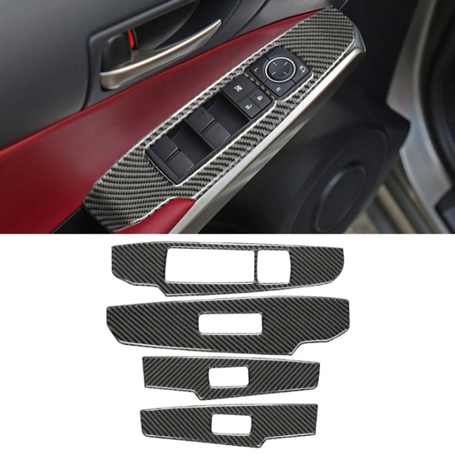 Car Carbon Fiber Window Glass Lifting Panel Button Decorative Sticker for Lexus IS250 2013-, Left...