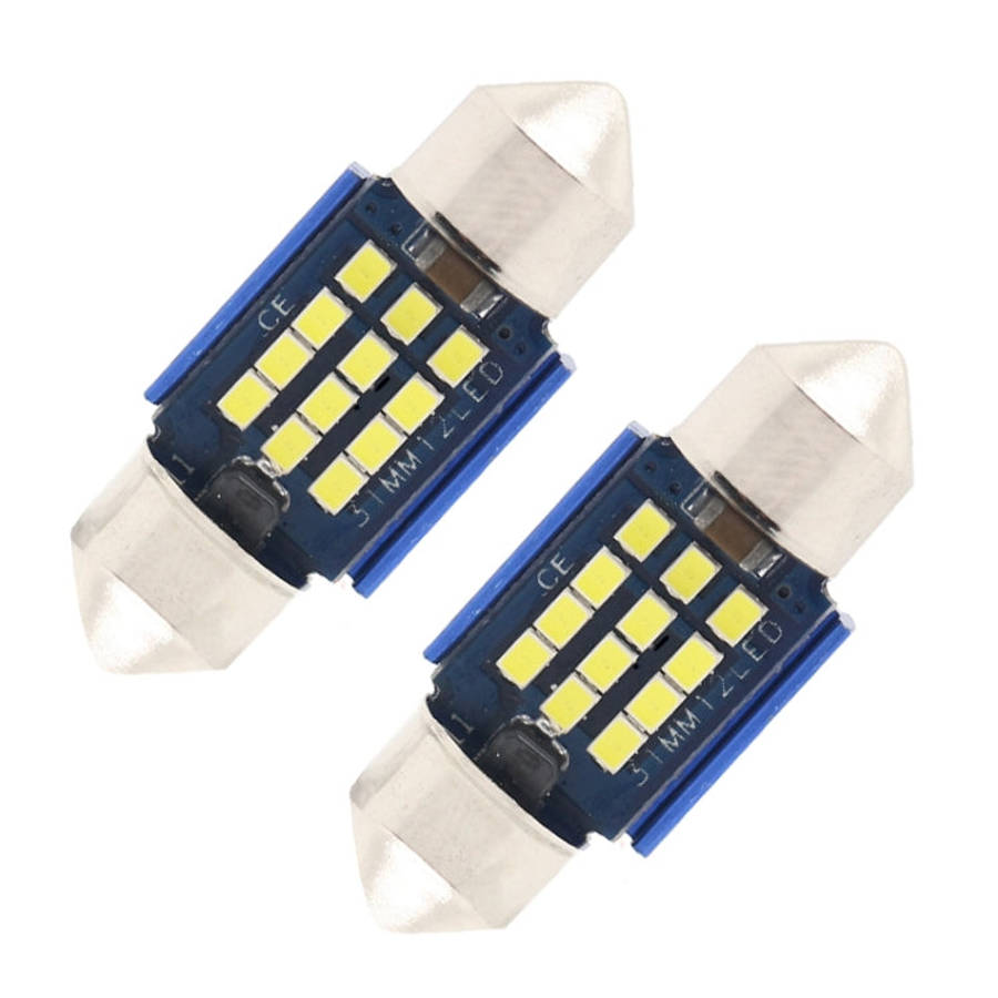2pcs 31mm DC12-24V / 1W / 6000K / 60LM 12LEDs SMD Car Reading Lamp Dome Light, 31mm