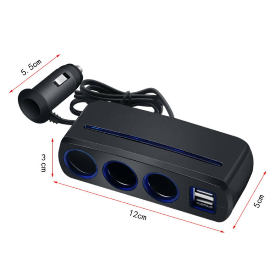 SHUNWEI SD-1938 120W 3A Car 3 in 1 Dual USB Charger Cigarette Lighter with Atmosphere Light, SD-1...