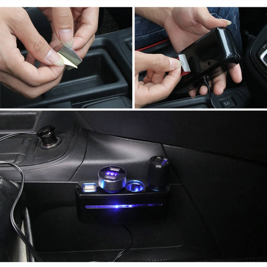 SHUNWEI SD-1938 120W 3A Car 3 in 1 Dual USB Charger Cigarette Lighter with Atmosphere Light, SD-1...
