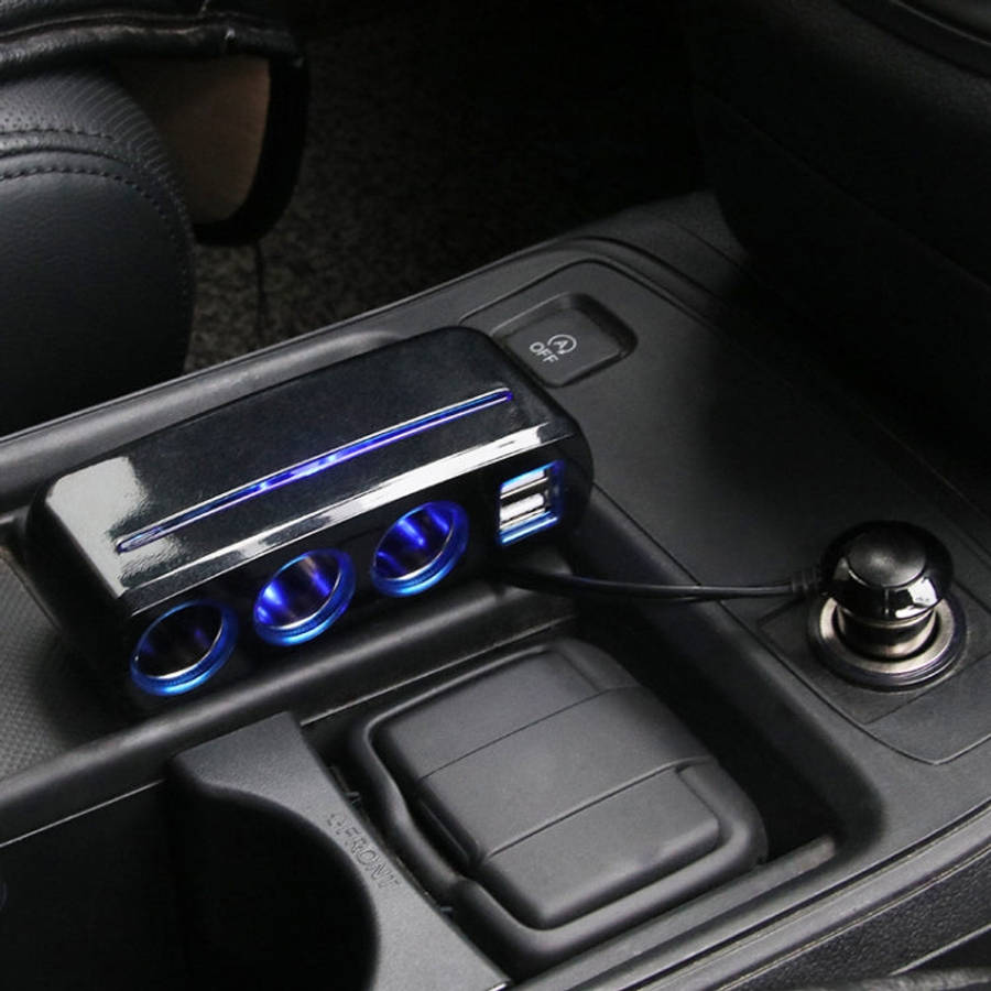 SHUNWEI SD-1938 120W 3A Car 3 in 1 Dual USB Charger Cigarette Lighter with Atmosphere Light, SD-1...
