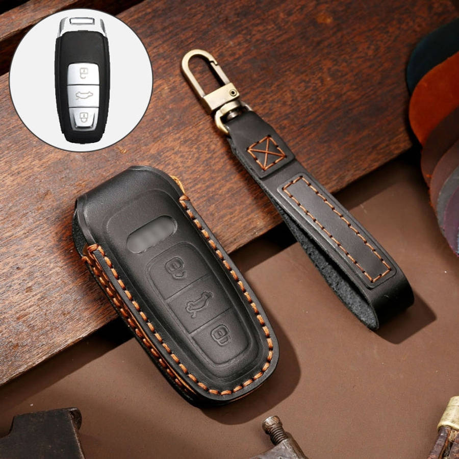 Hallmo Car Cowhide Leather Key Protective Cover Key Case for Audi A6L / A8L / A4 / A7 / A5 C Styl...