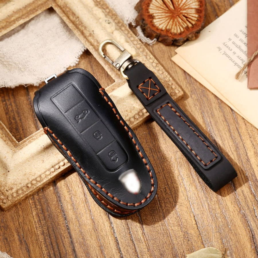 Hallmo Car Cowhide Leather Key Protective Cover Key Case for Porsche Macan 718 2021 A Style, For ...