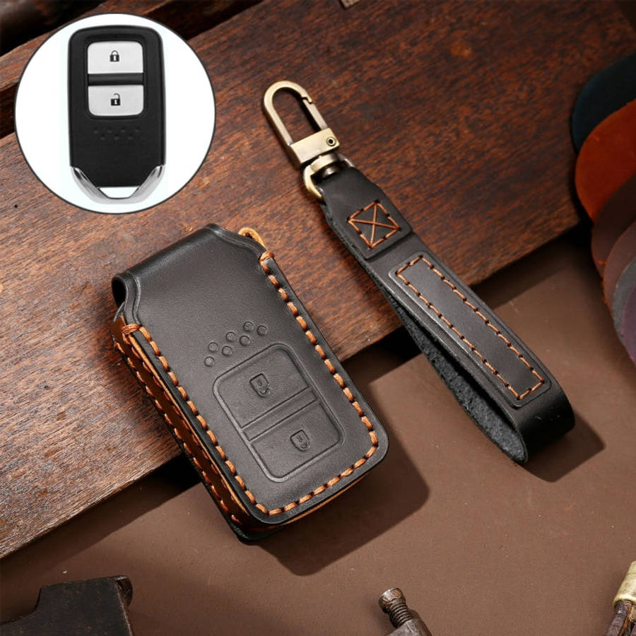 Hallmo Car Cowhide Leather Key Protective Cover Key Case for Honda Civic / Accord 2-button, For H...