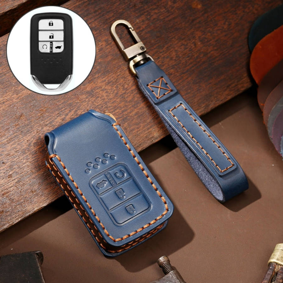 Hallmo Car Cowhide Leather Key Protective Cover Key Case for Honda Civic / Accord 4-button, For H...