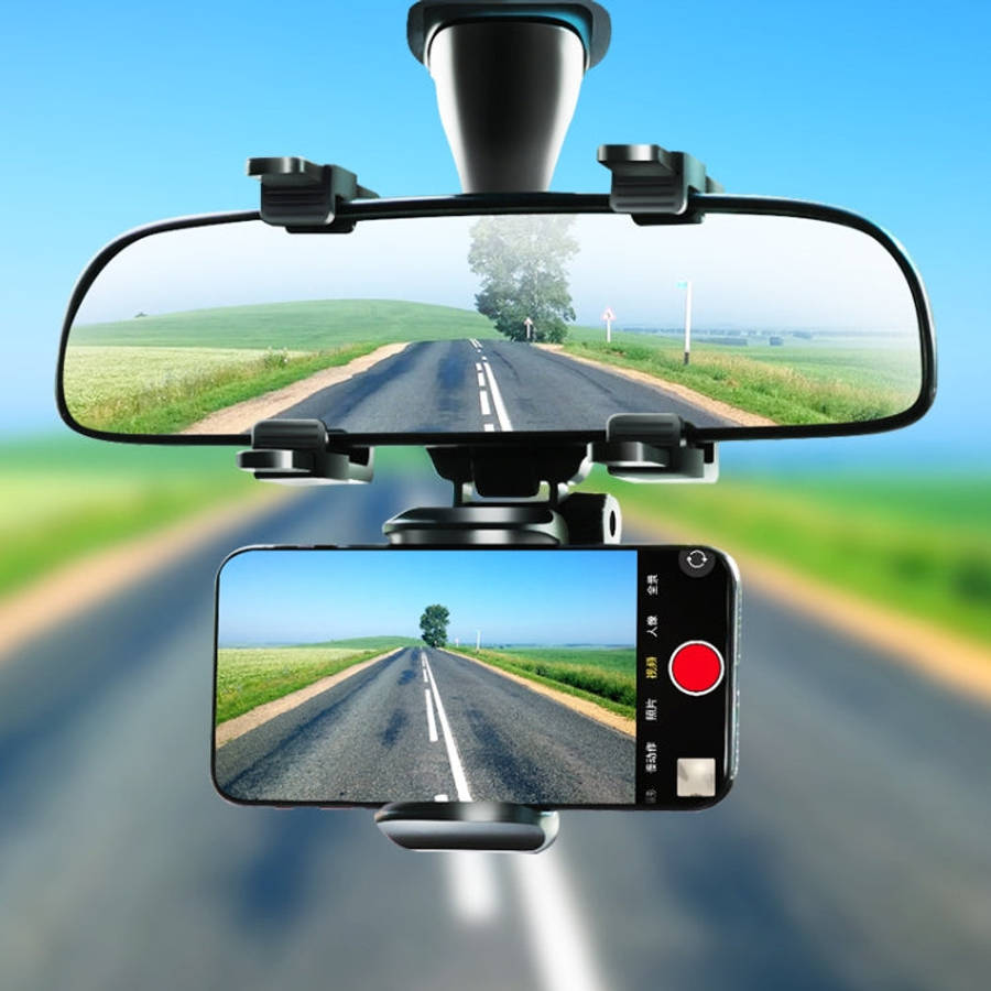 Car Rearview Mirror Mobile Phone Bracket Navigation Recorder Rotating Holder, Car Rearview Mirror...