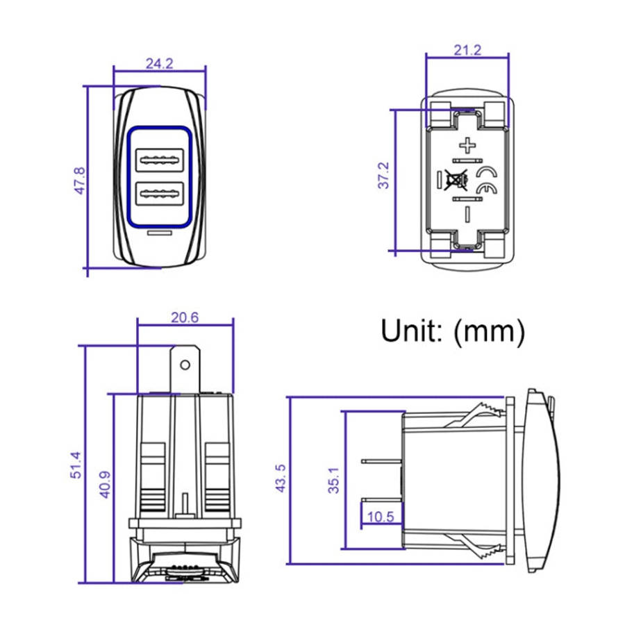 Car 4.8A Double-sided Mobile Phone Charger, 4.8A