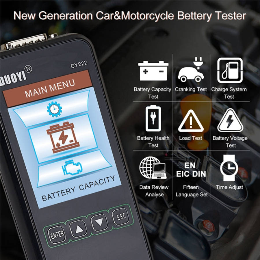 DUOYI DY222 Car 12V / 24V Battery Tester, DY222
