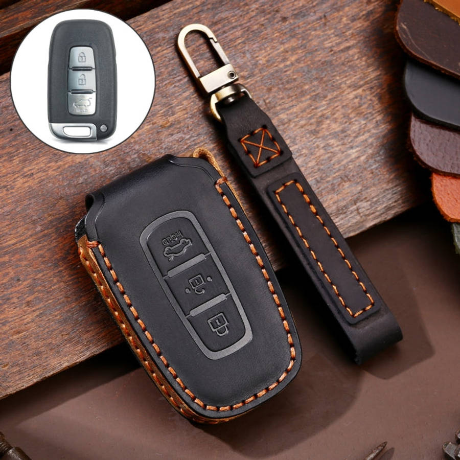 Hallmo Car Cowhide Leather Key Protective Cover Key Case for KIA K2 / K3 / K5 3-button, For KIA K...
