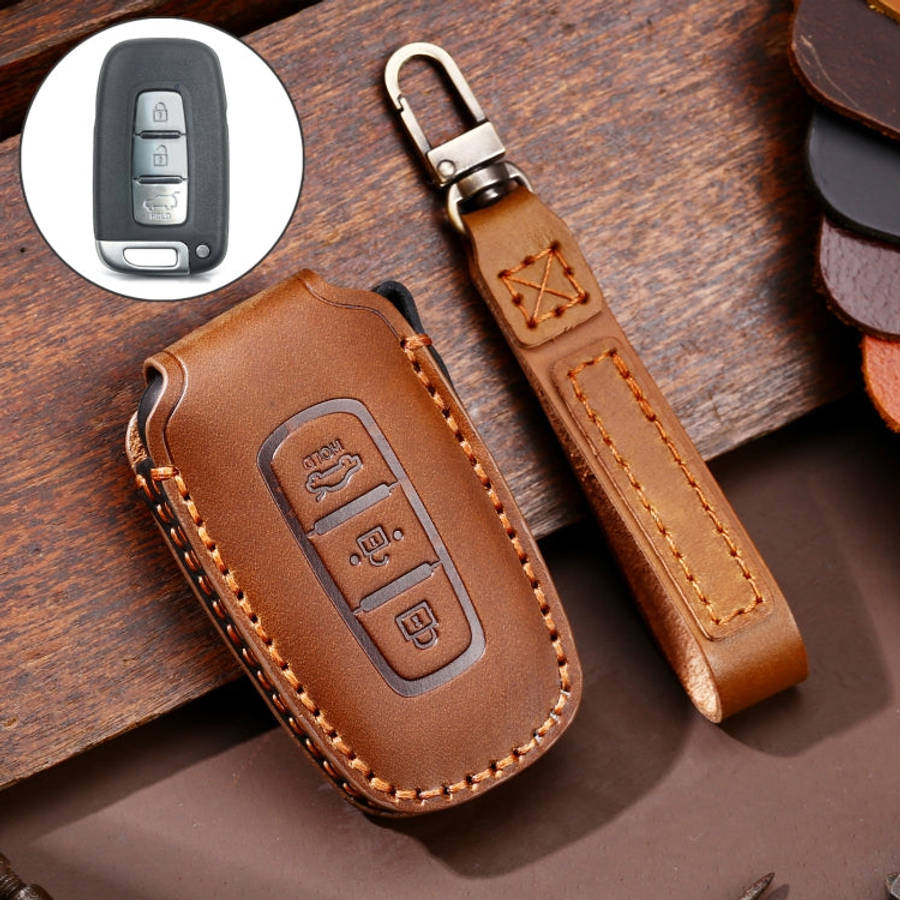 Hallmo Car Cowhide Leather Key Protective Cover Key Case for KIA K2 / K3 / K5 3-button, For KIA K...
