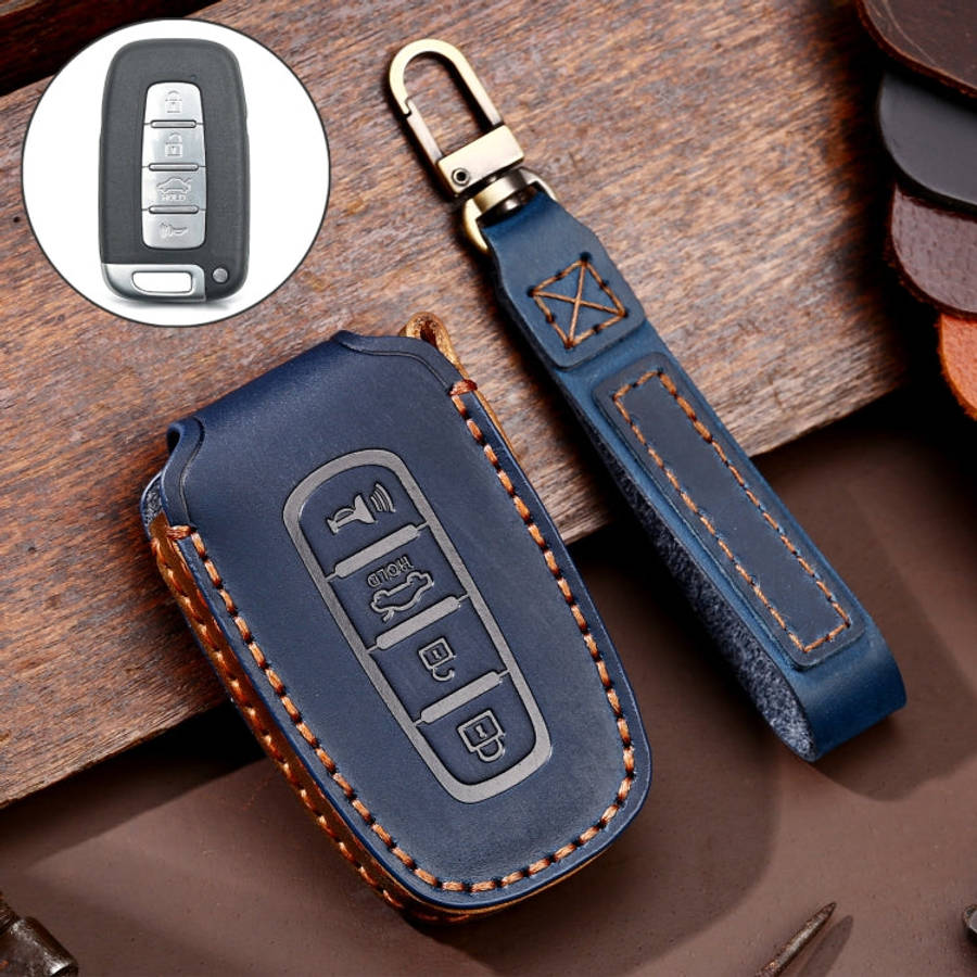 Hallmo Car Cowhide Leather Key Protective Cover Key Case for KIA K2 / K3 / K5 4-button, For KIA K...
