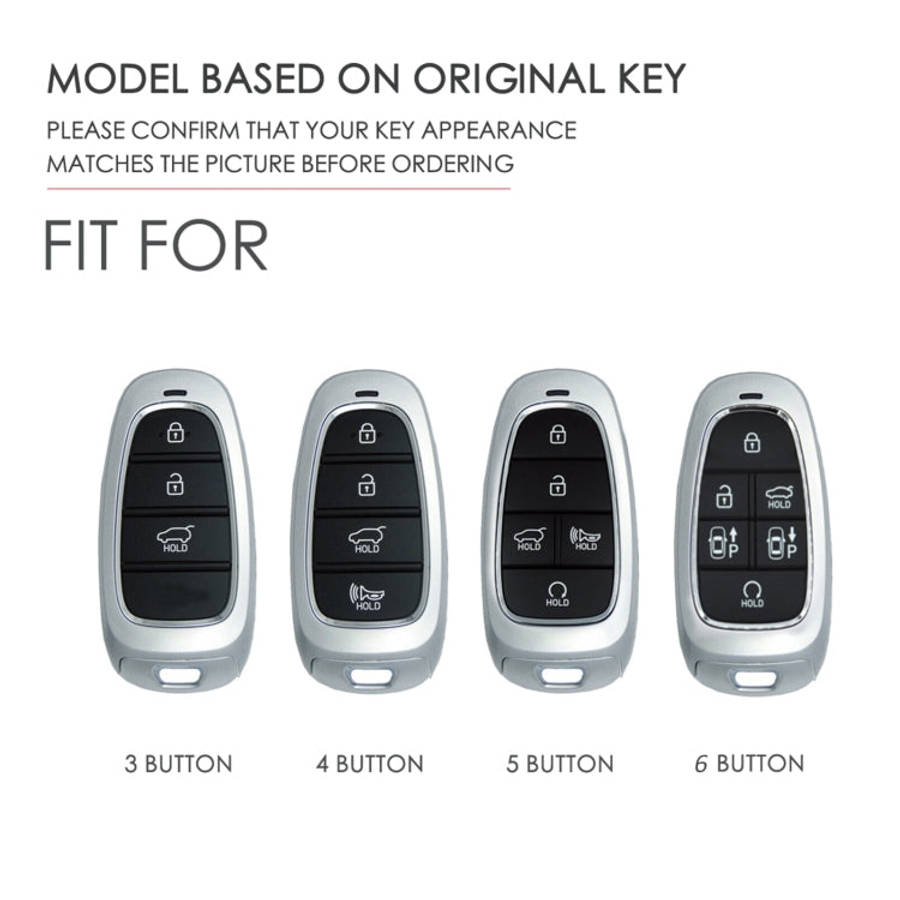 Hallmo Car Cowhide Leather Key Protective Cover Key Case for Hyundai 6-button, For Hyundai 6-button