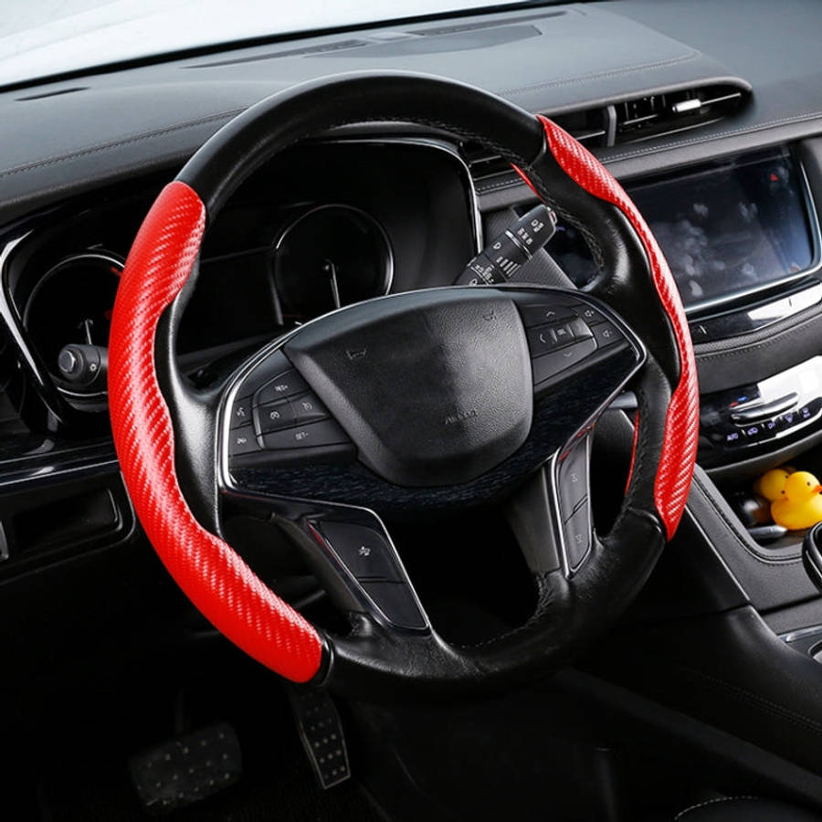 Car Universal Carbon Fiber Texture Leather Steering Wheel Cover