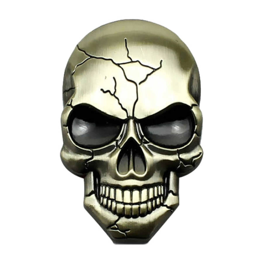 Three-dimensional Devil Skull Metal Car Sticker, Bronze, Silver Grey, Titanium Color