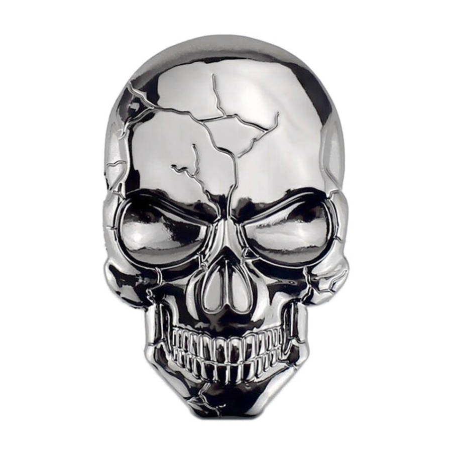 Three-dimensional Devil Skull Metal Car Sticker, Bronze, Silver Grey, Titanium Color