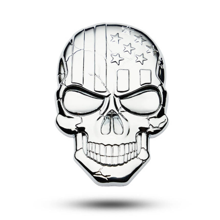 Three-dimensional Devil Skull Metal Plating Car Sticker, Silver, Black, Gun Metal, Plating Bronze...