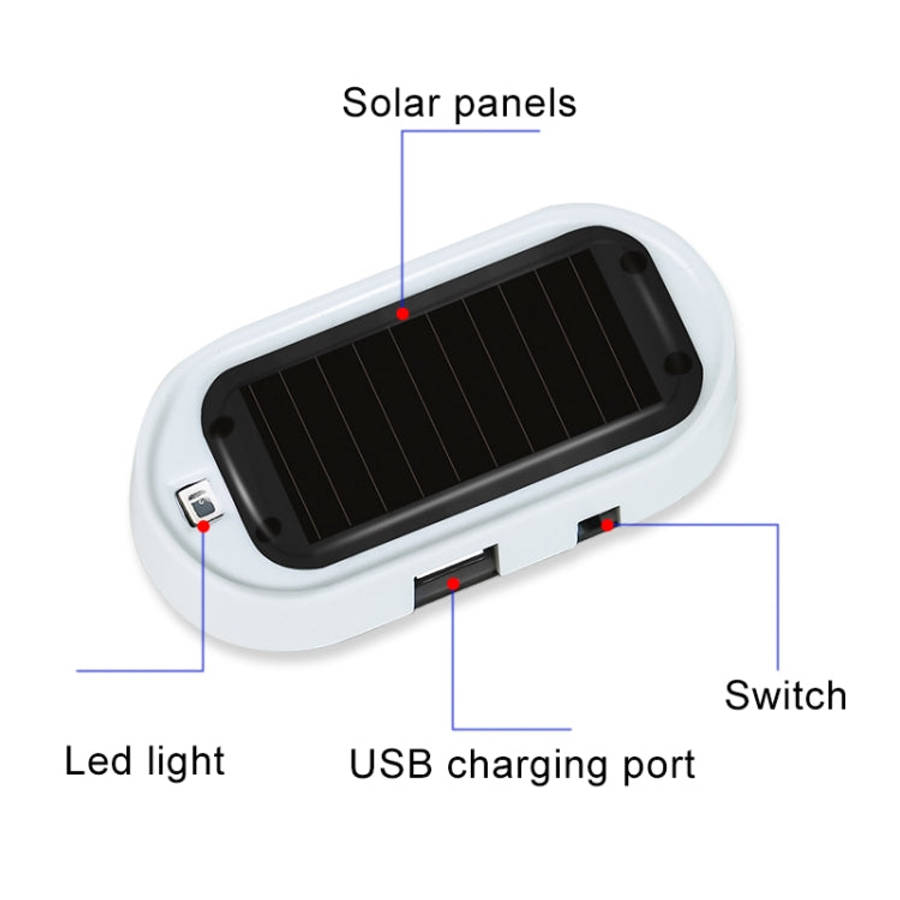 Car Solar Energy Anti-theft Device LED Warning Light, Blue, Red