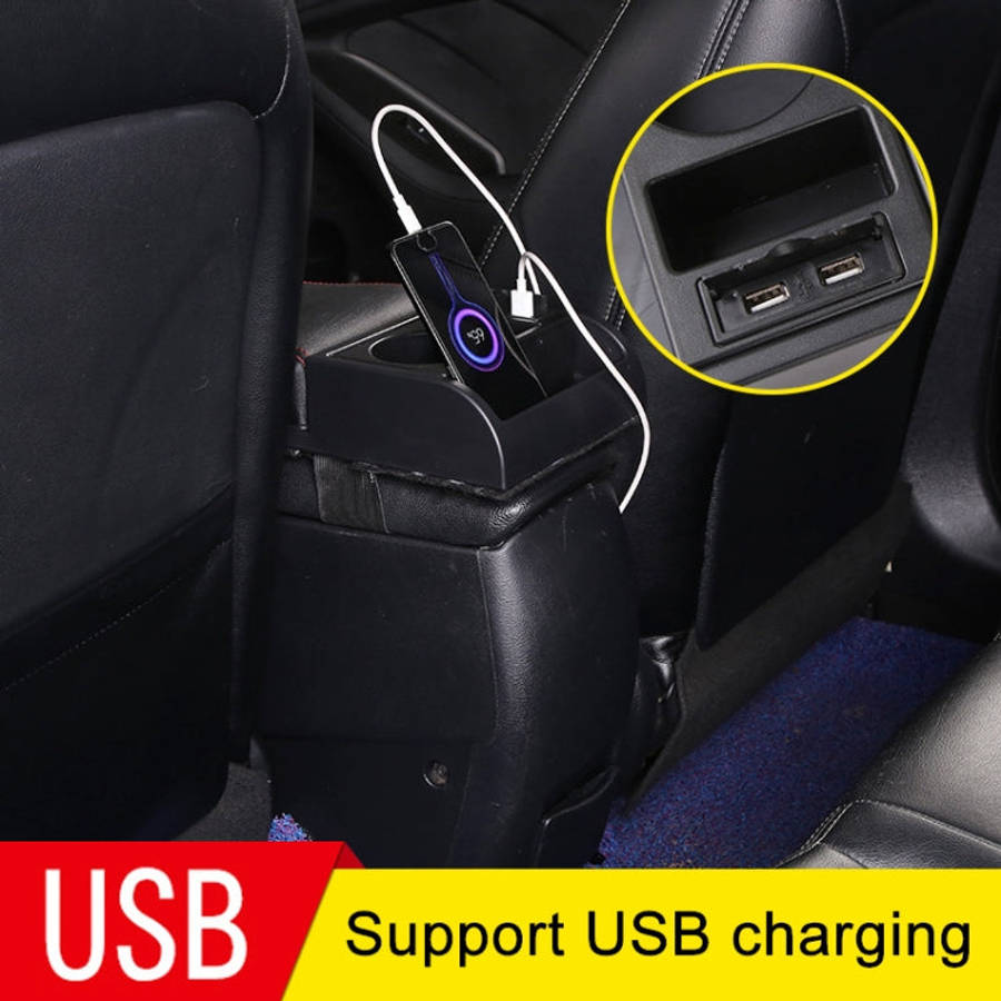 Car Multi-functional Dual USB Armrest Box Booster Pad, Microfiber Leather Curved Type, Microfiber...