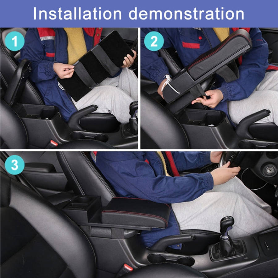 Car Multi-functional Dual USB Armrest Box Booster Pad, Microfiber Leather Curved Type, Microfiber...