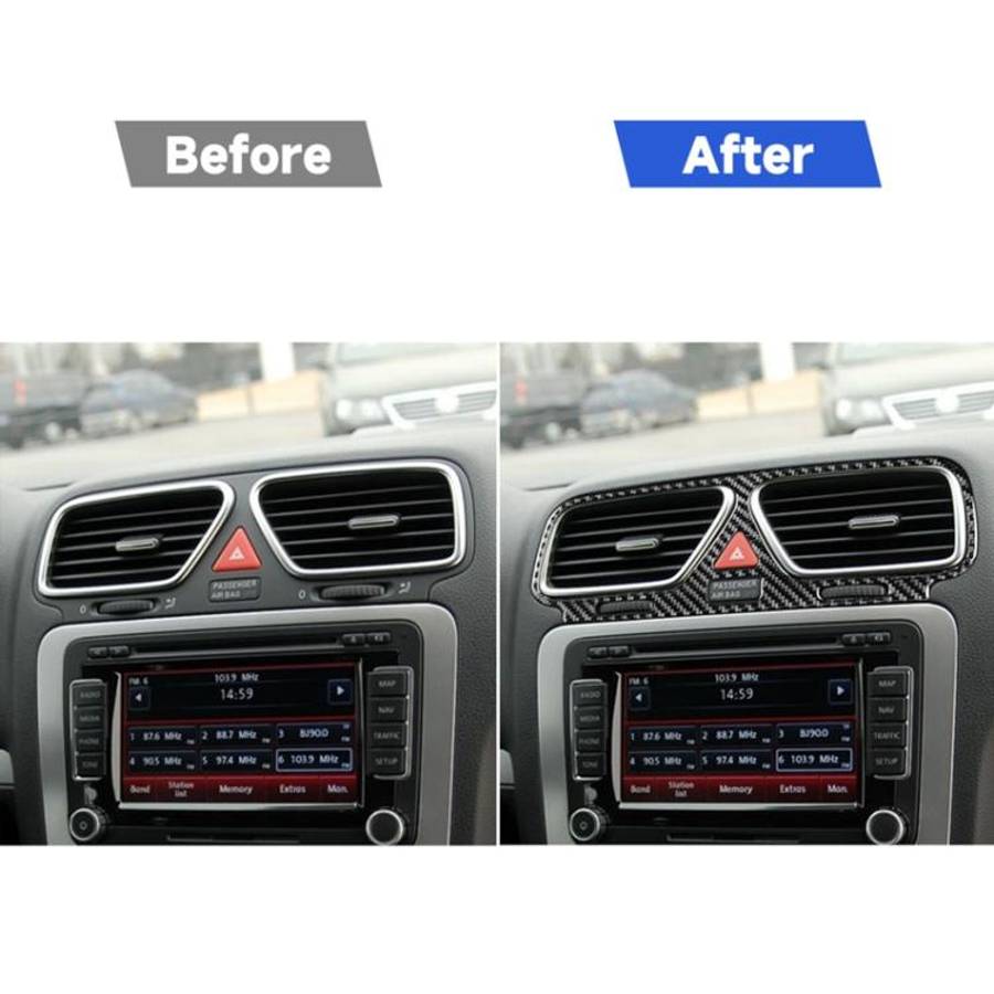 Carbon Fiber Car Central Control Air Outlet Frame Decorative Sticker for Volkswagen Scirocco 2009...