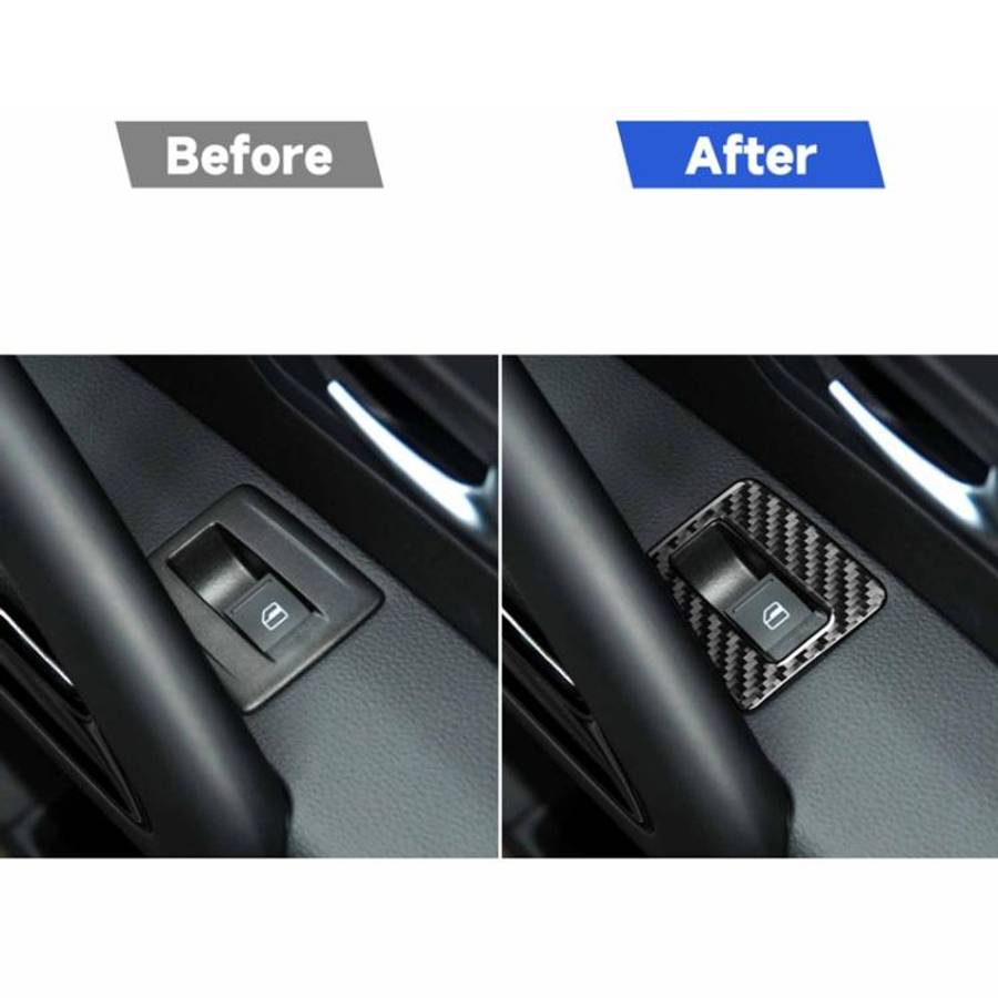 2 PCS / Set Carbon Fiber Car Window Buttons Decorative Sticker for Volkswagen Scirocco 2009-2016,...