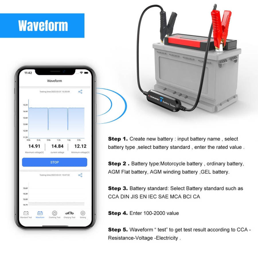 KONNWEI BK100 X431 BST360 Car Bluetooth Battery Tester, BK100 (Black), BK100